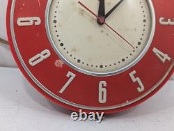 Horloge murale de cuisine Vintage des années 1950 General Electric 2H26 Rouge 7,5 Mid-Century