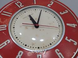 Horloge murale de cuisine Vintage des années 1950 General Electric 2H26 Rouge 7,5 Mid-Century