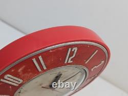 Horloge murale de cuisine Vintage des années 1950 General Electric 2H26 Rouge 7,5 Mid-Century