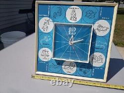 Horloge murale du zodiaque astrologique du milieu du siècle General Electric #2548 en état de marche