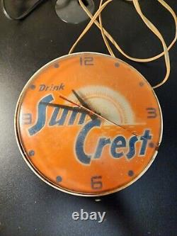 Horloge murale électrique Vintage General Electric Sun Crest Soda fonctionne