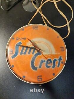 Horloge murale électrique Vintage General Electric Sun Crest Soda fonctionne