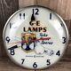 Horloge Murale Publicitaire Vtg Telechron G. E. General Electric Lampe Ampoule Lumineuse Fonctionne