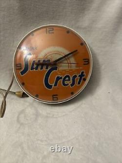 Horloge murale rare vintage General Electric Sun Crest Soda