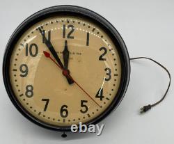 Horloge murale scolaire Vintage General Electric Telechron Modèle 1HA1612 Fonctionnelle