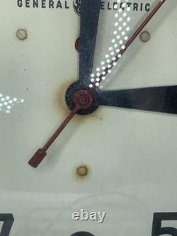 Horloge murale scolaire vintage GE Red Eye General Electric 1H1612 14-1/2 Fonctionne