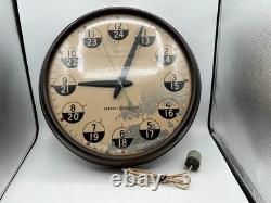 Horloge murale vintage GE General Electric militaire en bakélite 12/24 heures 17,5 pouces À LIRE