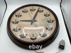 Horloge murale vintage GE General Electric militaire en bakélite 12/24 heures 17,5 pouces À LIRE