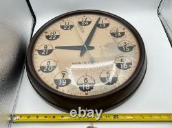 Horloge murale vintage GE General Electric militaire en bakélite 12/24 heures 17,5 pouces À LIRE