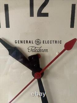 Horloge murale vintage GE Telechron Red Dot fonctionnelle de l'école