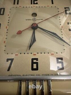 Horloge murale vintage jaune TELECHRON / GE GENERAL ELECTRIC entièrement révisée et fonctionnelle