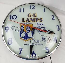 Horloge publicitaire Vintage Telechron G-E General Electric pour lampes ampoules lumineuses