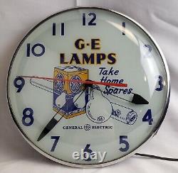 Horloge publicitaire Vintage Telechron G-E General Electric pour lampes ampoules lumineuses