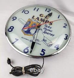 Horloge publicitaire Vintage Telechron G-E General Electric pour lampes ampoules lumineuses