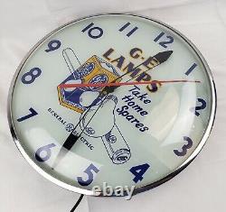 Horloge publicitaire Vintage Telechron G-E General Electric pour lampes ampoules lumineuses