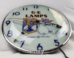 Horloge publicitaire Vintage Telechron G-E General Electric pour lampes ampoules lumineuses