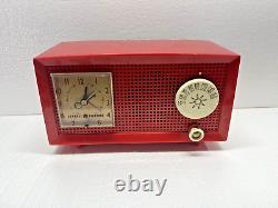 Horloge radio à tube vintage rétro GE Antique rouge de General Electric 305b à réparer