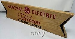 Horloges publicitaires en bois vintage General Electric Telechron - motif des années 1950