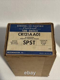 Interrupteur de minuterie de contrôle 24 heures GE General Electric CR121AA01 Vintage SPST avec boîte