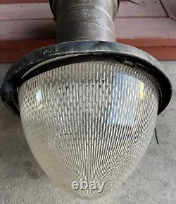 Lampe de rue vintage General Electric à arc lumineux en cuivre et verre, non testée