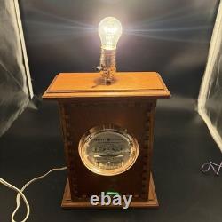 Lampe de table vintage avec compteur General Electric, boîtier en bois, ampoule à l’intérieur, 3 modes
