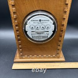 Lampe de table vintage avec compteur General Electric, boîtier en bois, ampoule à l’intérieur, 3 modes