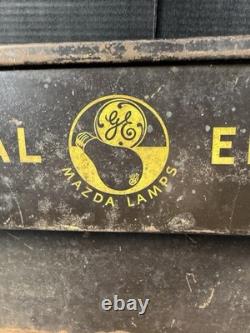 Lampe rare vintage GE Mazda à plusieurs douilles avec panneau métallique, difficile à trouver
