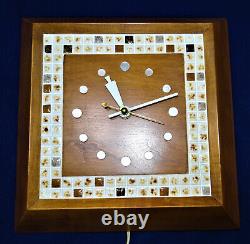 MCM Teck Wood Mosaic Tuile Horloge Murale Ge General Electric Rare Modèle 2094 Vtg
