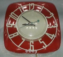 Marque Nouveau Magnifique Vintage Nos Mod Général Électrique Rouge Horloge De Cuisine En Plastique