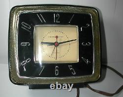 New Antique General Electric Urban 7h226 Black Deco Horloge Auto-démarrage Nos