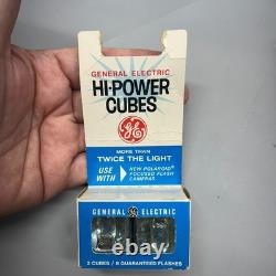 Nouveau NOS Vintage GE Hi-Power Cubes Boîtier 18 paquets de 2 cubes (36 cubes / 144 éclairs)