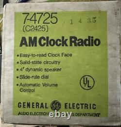 Nouveau réveil radio AM vintage General Electric modèle 7-4725A fonctionnel des années 60