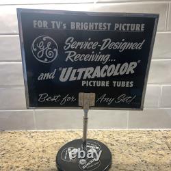 Panneau de comptoir publicitaire Vintage GE Ultracolor avec miroir pour tubes d'image