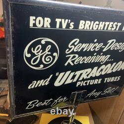 Panneau de comptoir publicitaire Vintage GE Ultracolor avec miroir pour tubes d'image