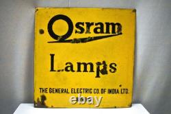 Panneau de signalisation en émail porcelaine des lampes Osram vintage La General Electric Co Collec2