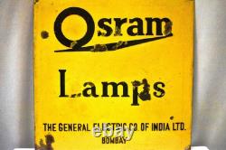 Panneau de signalisation en émail porcelaine des lampes Osram vintage La General Electric Co Collec2