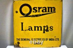 Panneau de signalisation en émail porcelaine des lampes Osram vintage La General Electric Co Collec2