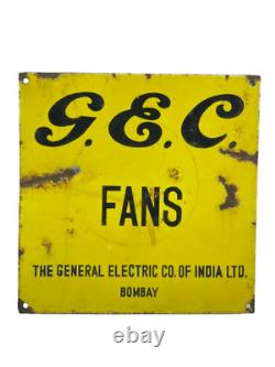Panneau émaillé vintage de fans de la General Electric Company G. E. C.