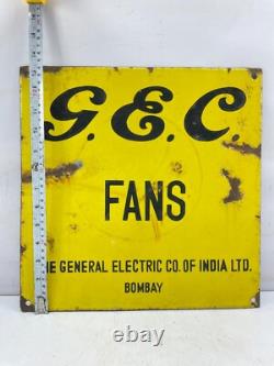 Panneau émaillé vintage de fans de la General Electric Company G. E. C.