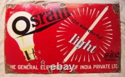 Panneau en émail de porcelaine vintage Osram Ampoule Gec General Electric Co Ltd