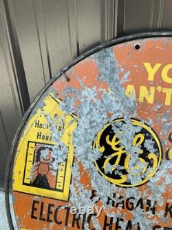 Panneau en métal vintage original 22 1/2 avec anneau General Electric à une seule face