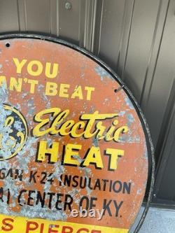 Panneau en métal vintage original 22 1/2 avec anneau General Electric à une seule face
