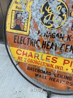 Panneau en métal vintage original 22 1/2 avec anneau General Electric à une seule face