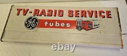 Panneau lumineux en métal vintage GE Tubes TV-Radio Service Général Électrique pour réparation