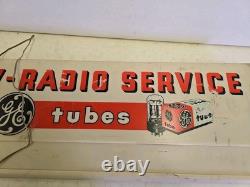 Panneau lumineux en métal vintage GE Tubes TV-Radio Service Général Électrique pour réparation