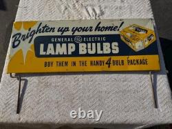 Panneau publicitaire d'origine vintage des ampoules à lumière General Electric