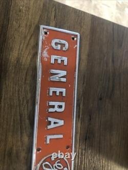 Panneau publicitaire en métal vintage original avec logo emblème de General Electric GE