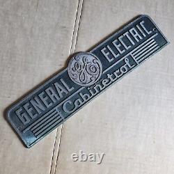 Panneau publicitaire vintage en aluminium coulé General Electric Cabinetrol 15