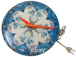 Peter Max Vtg 1969 Flower Girl Wall Clock Bleu Victorian General Electric Vguc
