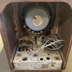 Pierre tombale vintage ancienne rare A-53 radio à tube General Electric en bois pièces USA
